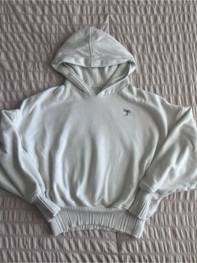 Aerie Cropped Oversized Cream w/ Bow Hoodie (M)